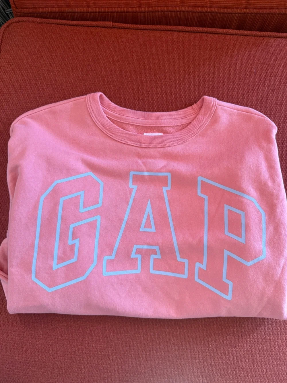 GAP Pink Sweatshirt with Light Blue Logo medium Kids 8